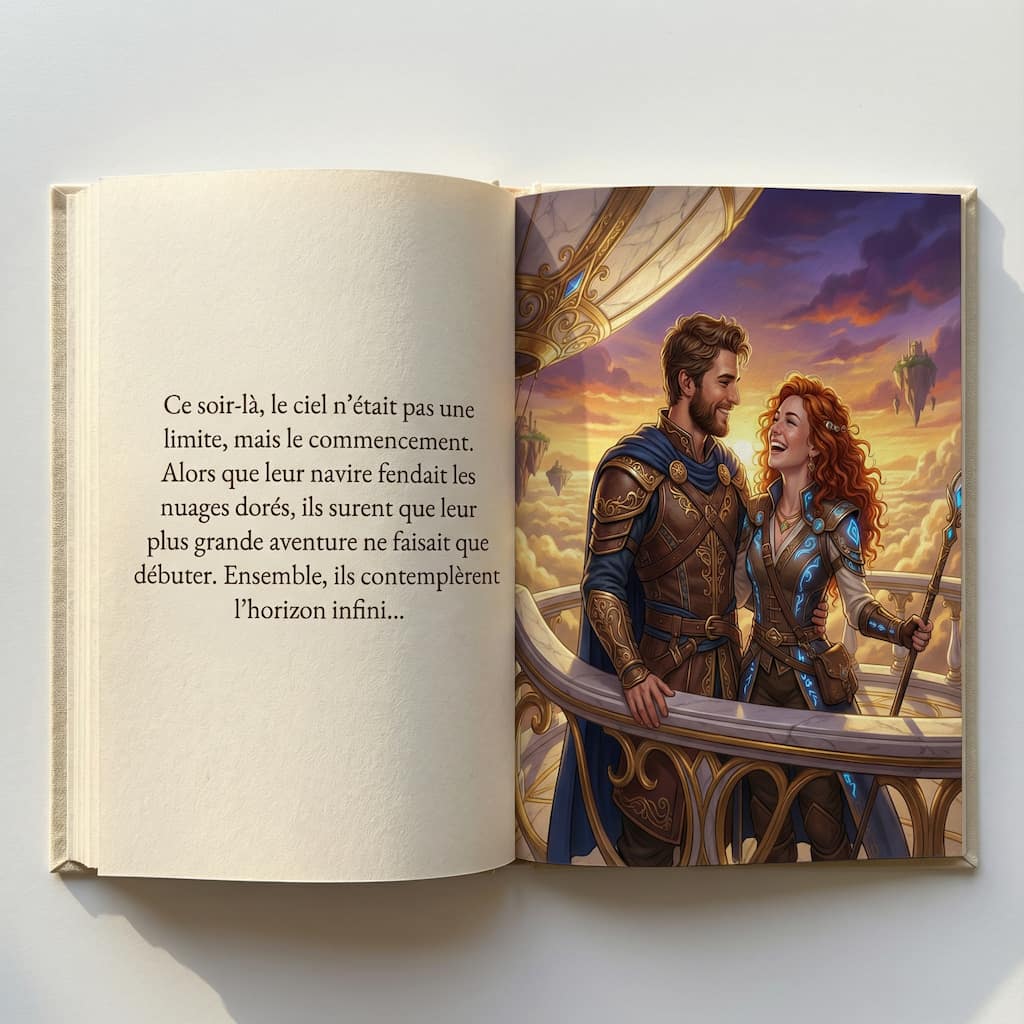 Cuento personalizado para adultos abierto mostrando ilustraciones