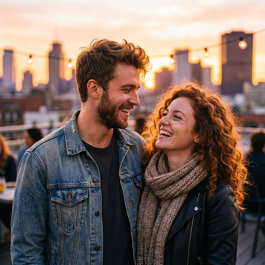 Foto real de una pareja sonriendo