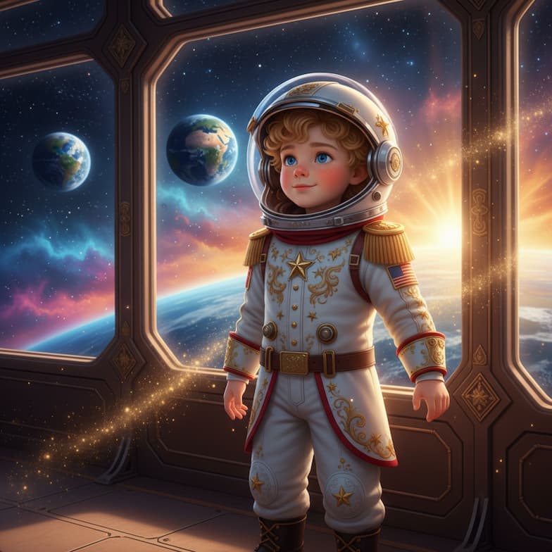 Criança ilustrada como Astronauta na sua história personalizada