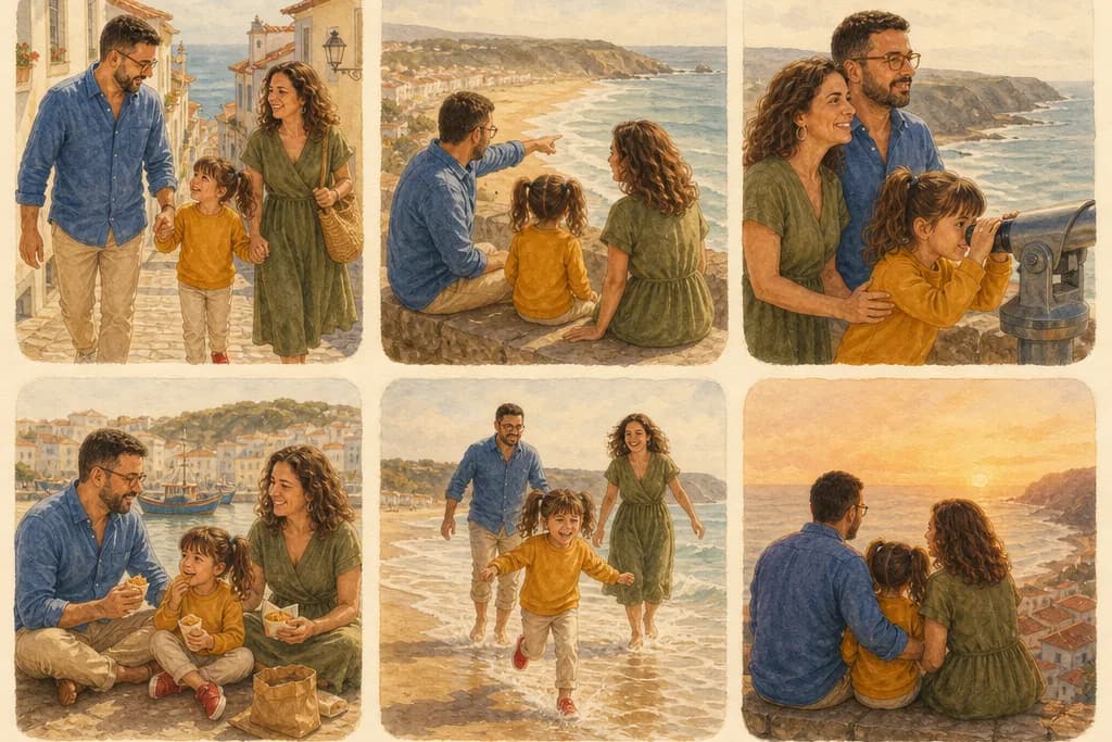Storyboard dessiné à la main avec les scènes du voyage