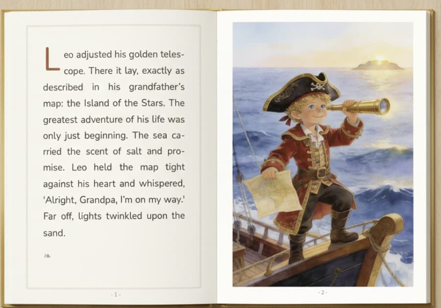 Open book with illustration
