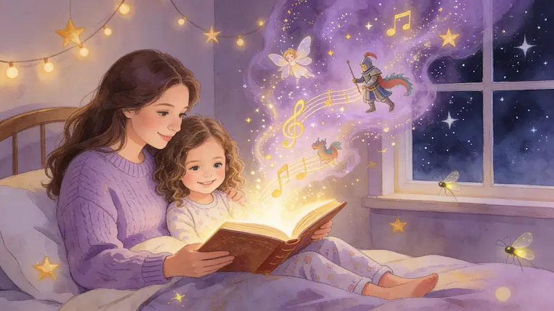 Madre e hija con audiolibro