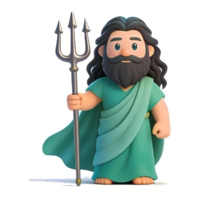 Illustration of Poseidon for personalized storybooks