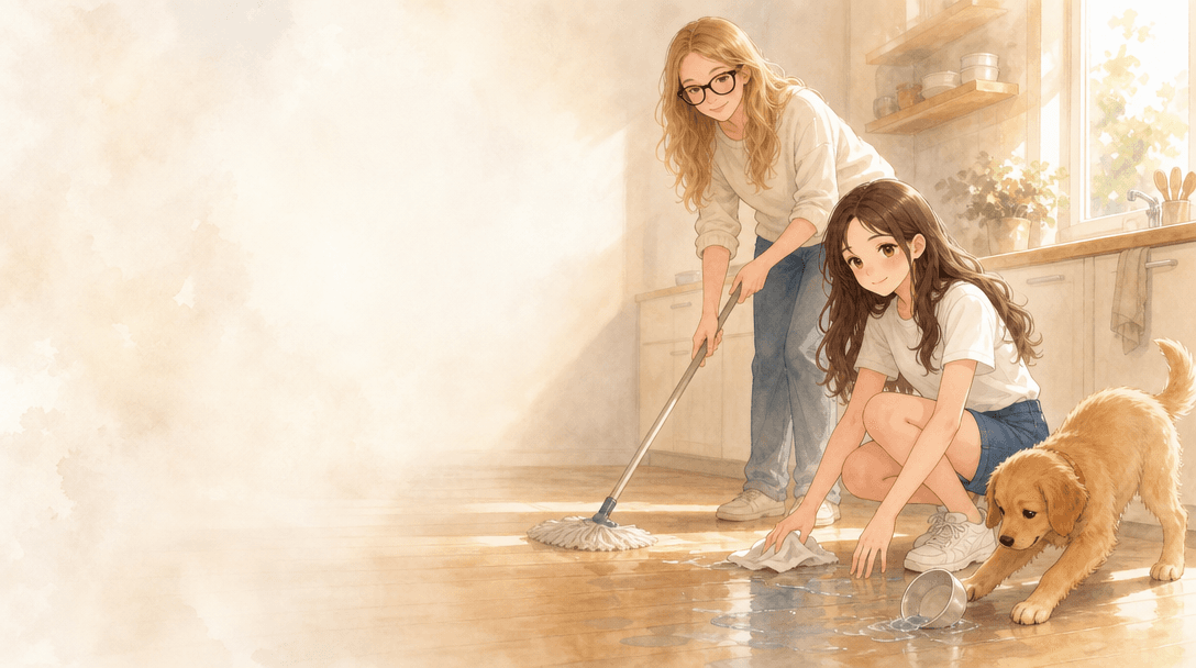Illustration de la scène 2: Emma prend soin de son chien