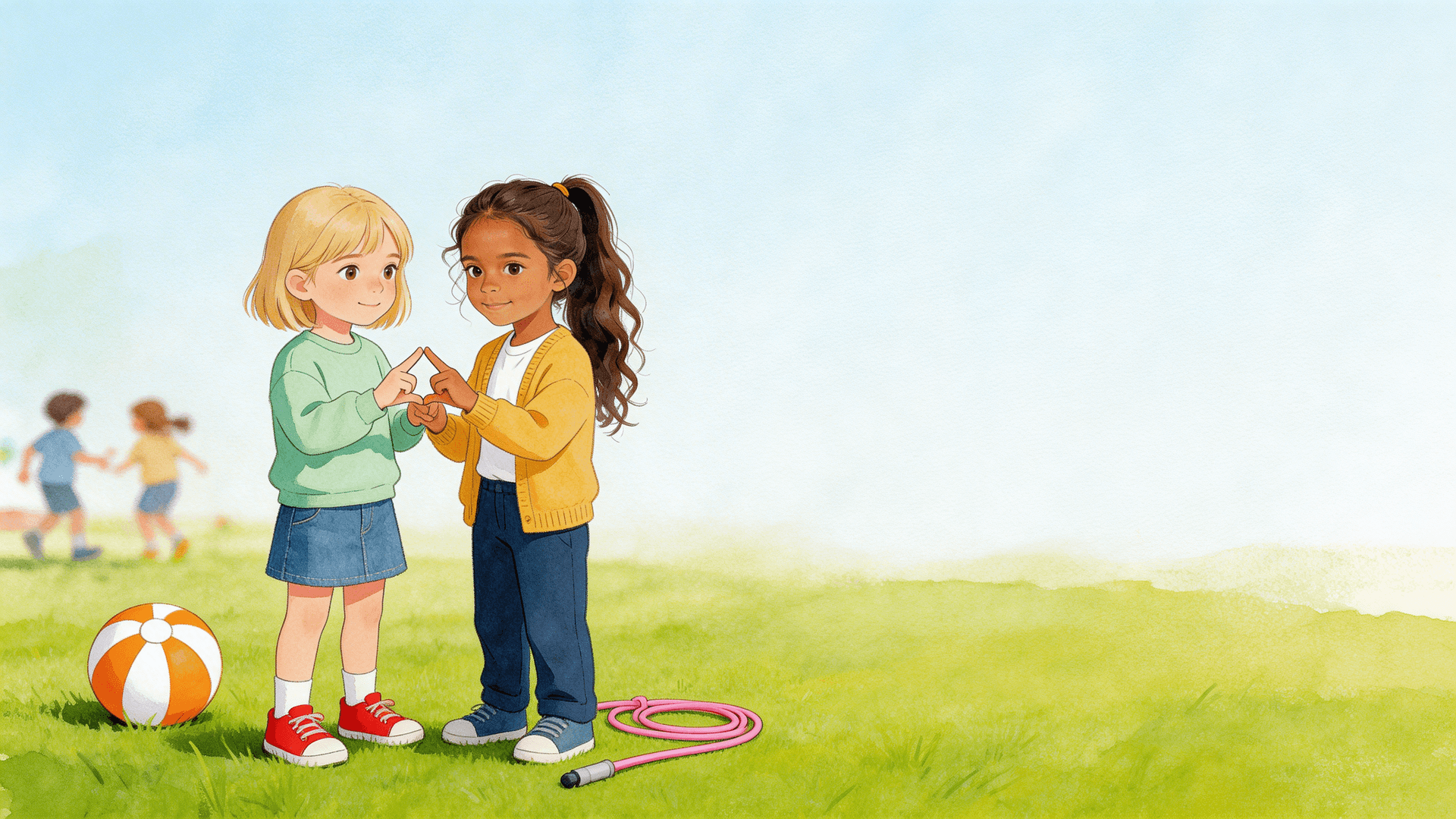 Ilustración de la escena 4: Alba y la niña que hablaba con las manos