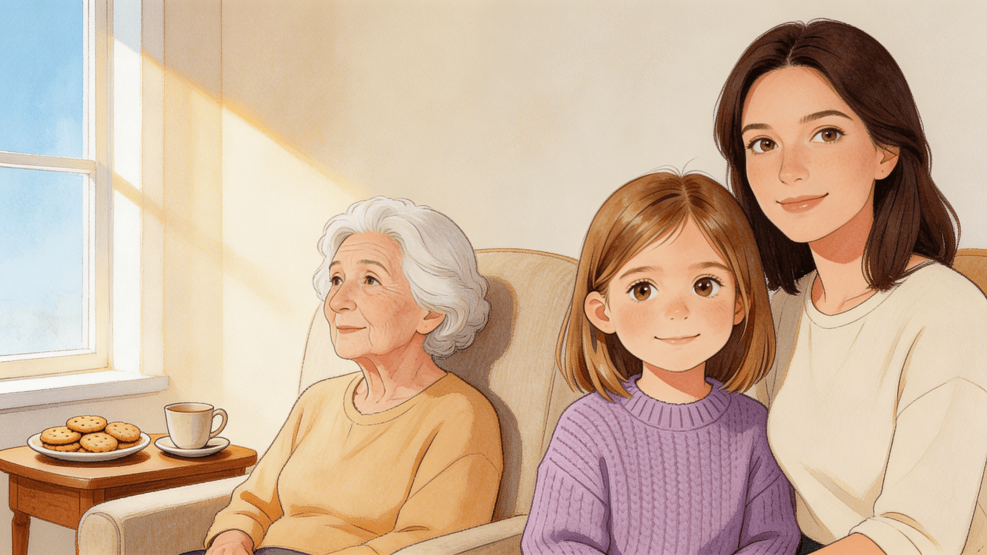 Ilustración de la escena 1: Lara y la abuela que se olvida