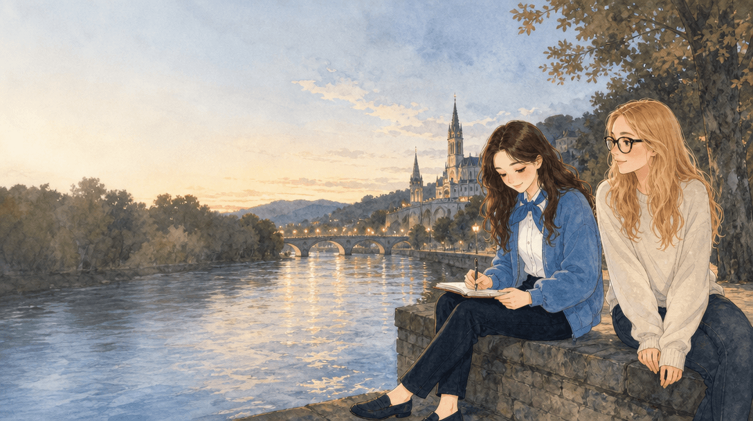 Illustration de la scène 10: Justine visite Lourdes