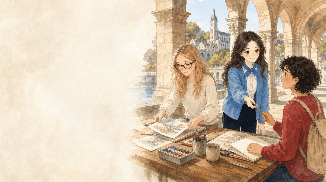 Illustration de la scène 6: Justine visite Lourdes