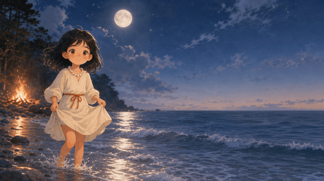 Ilustración de la escena 6: El origen de la noche de San Juan: el cuento de Lúa y la primera hoguera