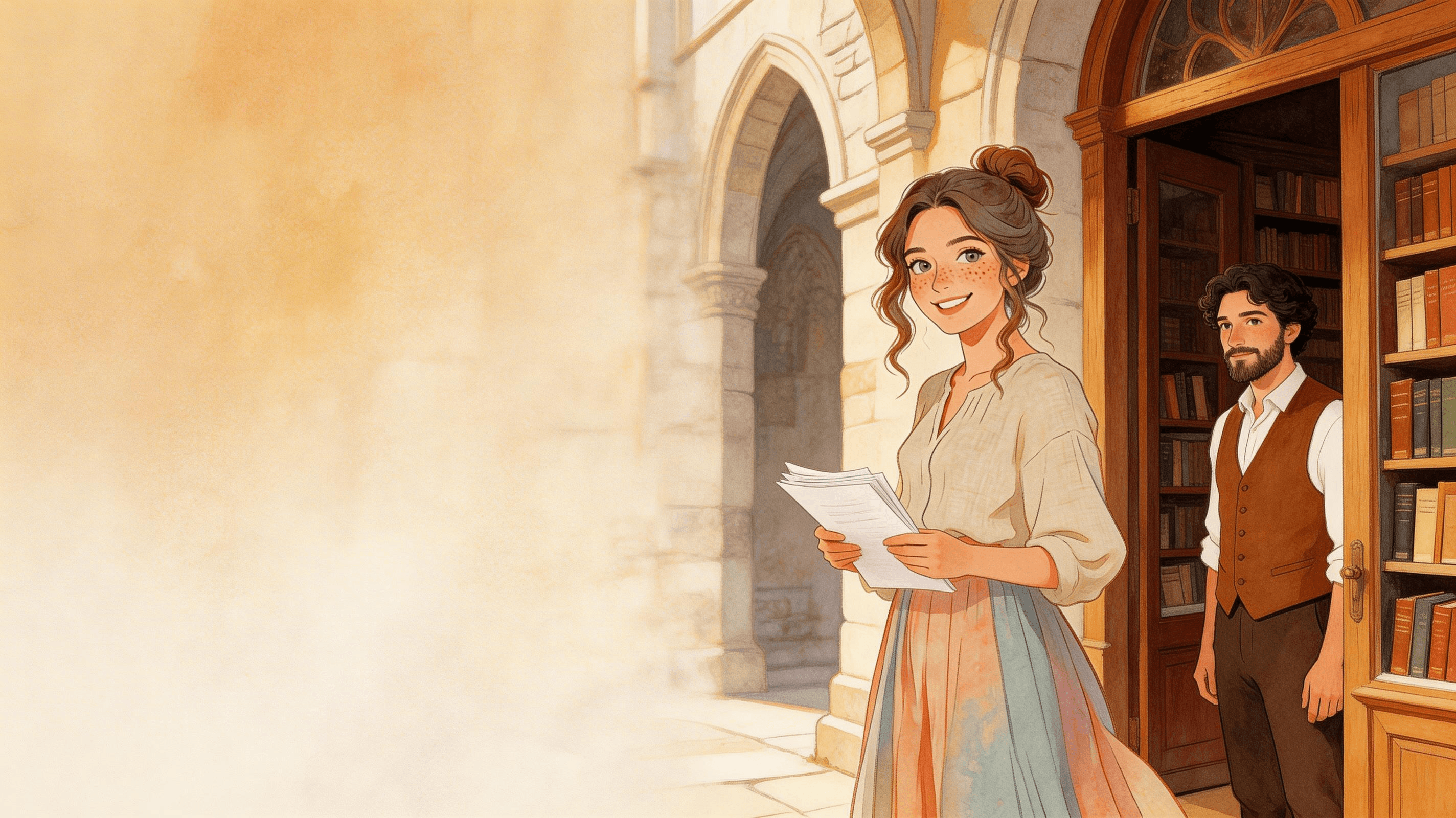 Ilustración de la escena 1: Dos tazas de café en Florencia