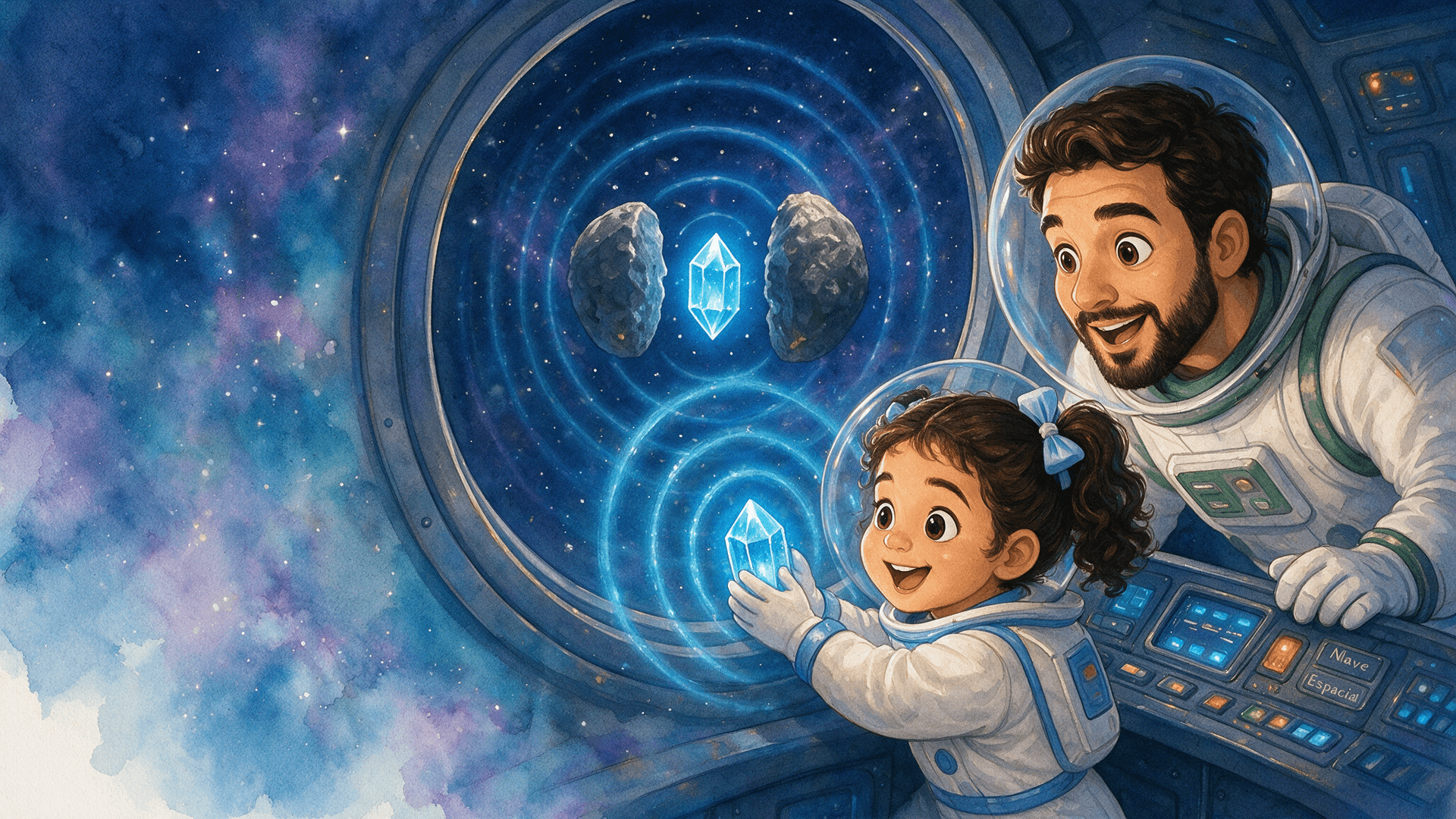 Ilustración de la escena 5: Bruna y su viaje al espacio