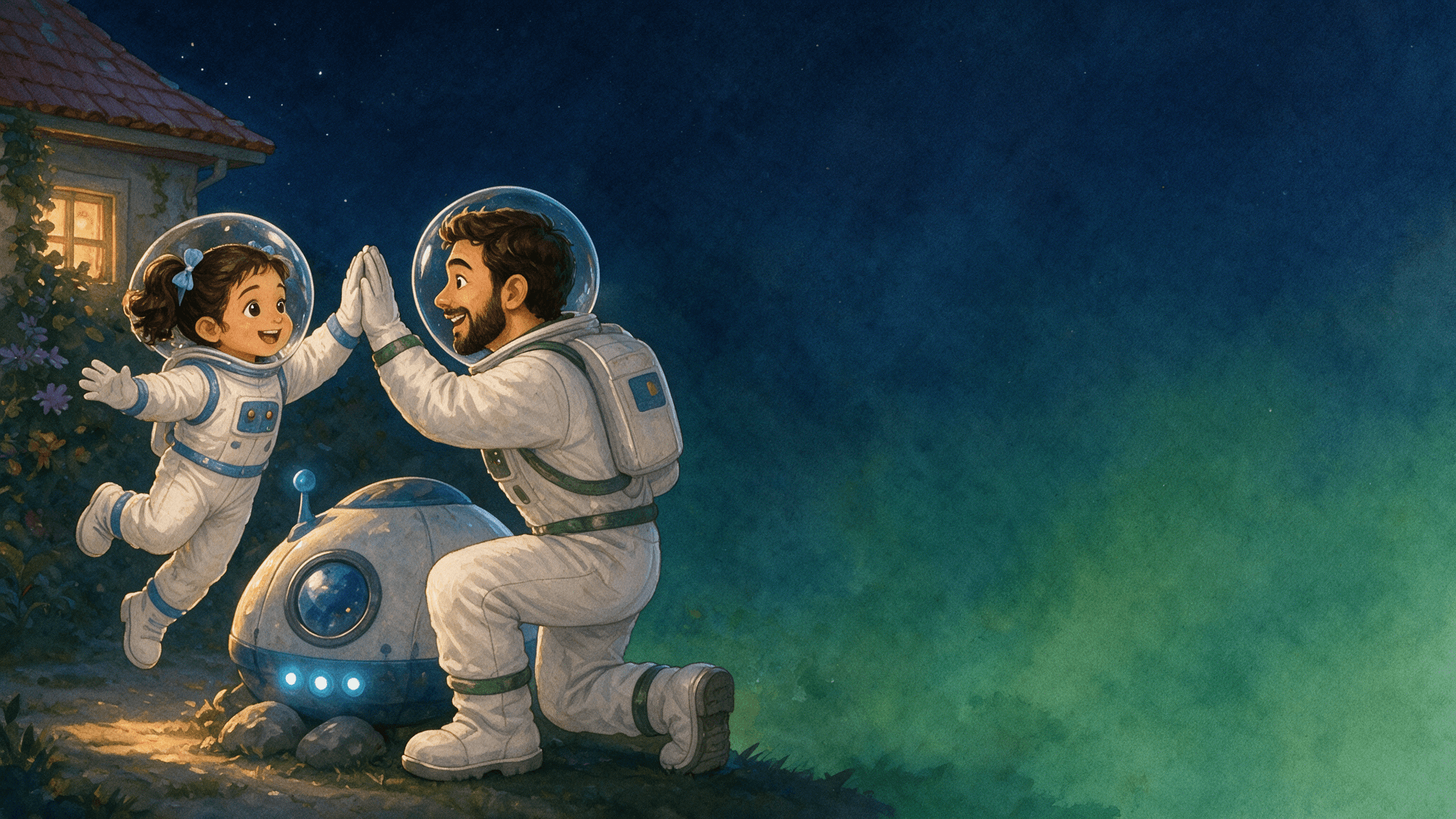 Ilustración de la escena 6: Bruna y su viaje al espacio