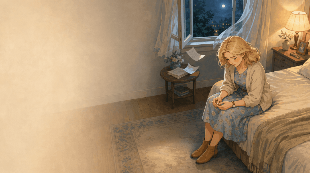 Ilustración de la escena 3: La primera noche con la ventana abierta