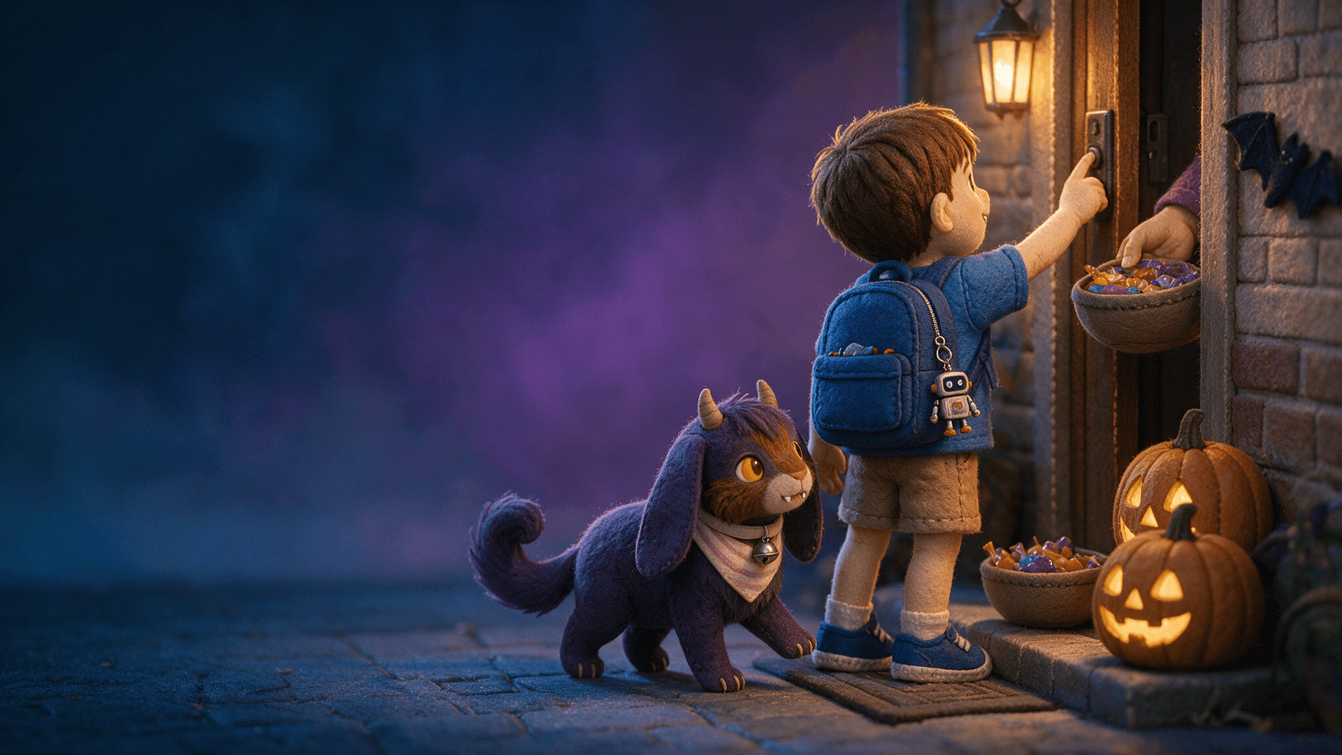Ilustración de la escena 5: El monstruo que pedía caramelos
