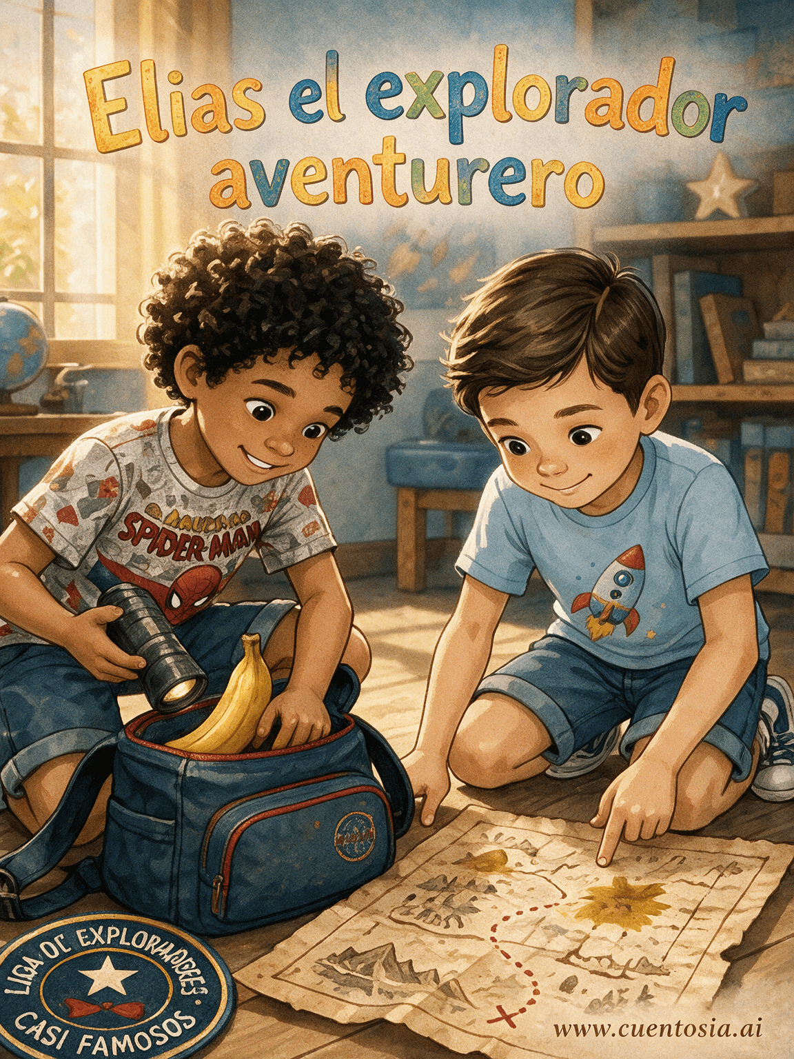 Portada ilustrada del cuento «Elías el explorador aventurero», Aventuras, para niños de 7 a 11 años