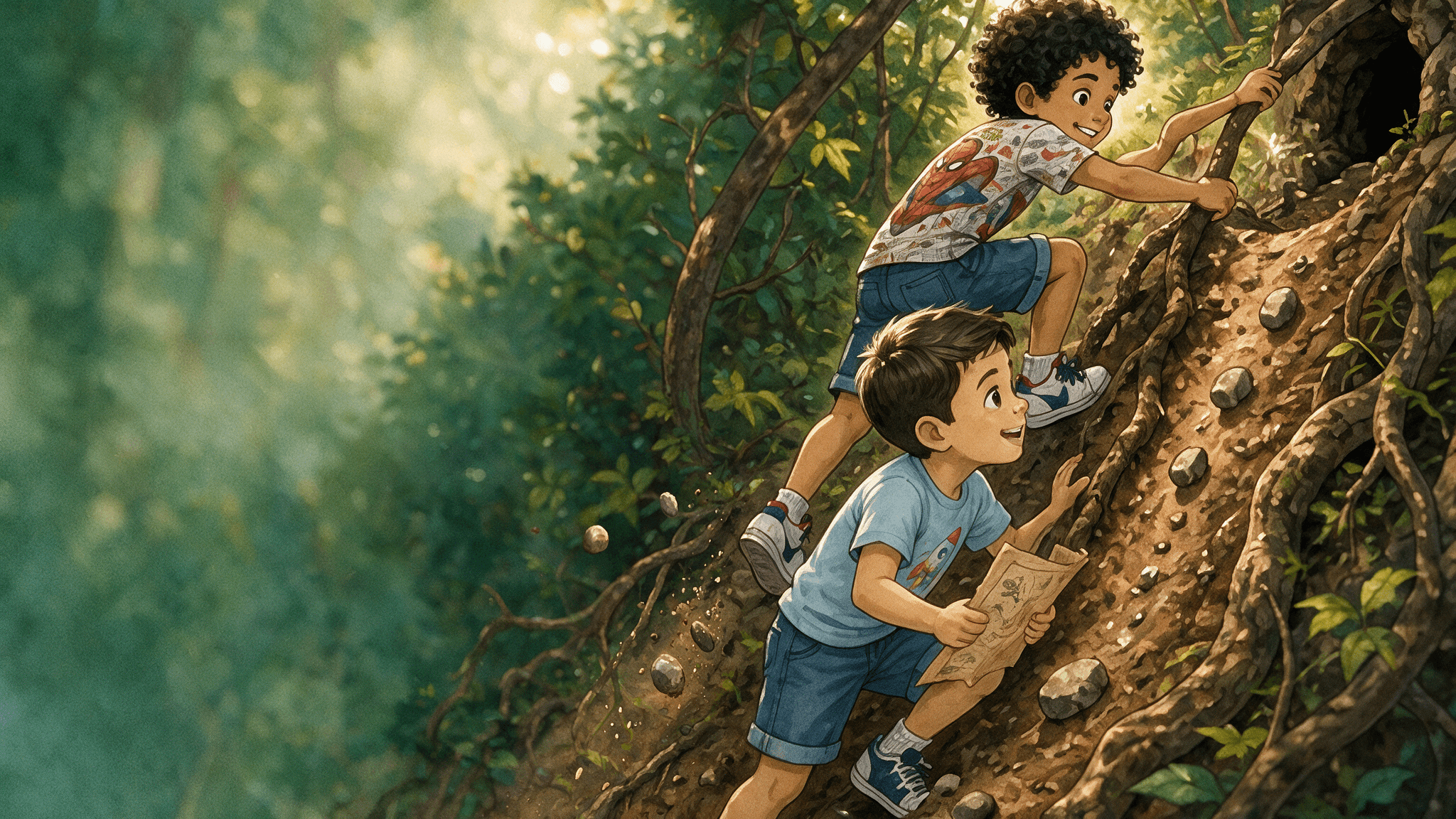 Ilustración de la escena 3: Elías el explorador aventurero