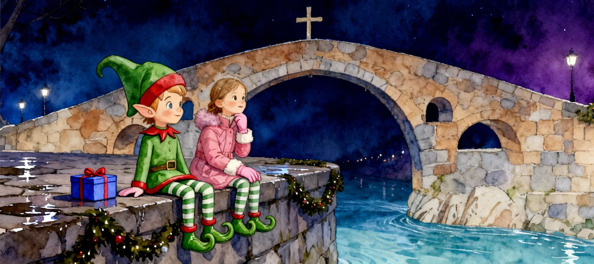 Ilustración de la escena 13: Encendido de luces de Navidad en Cangas de Onís