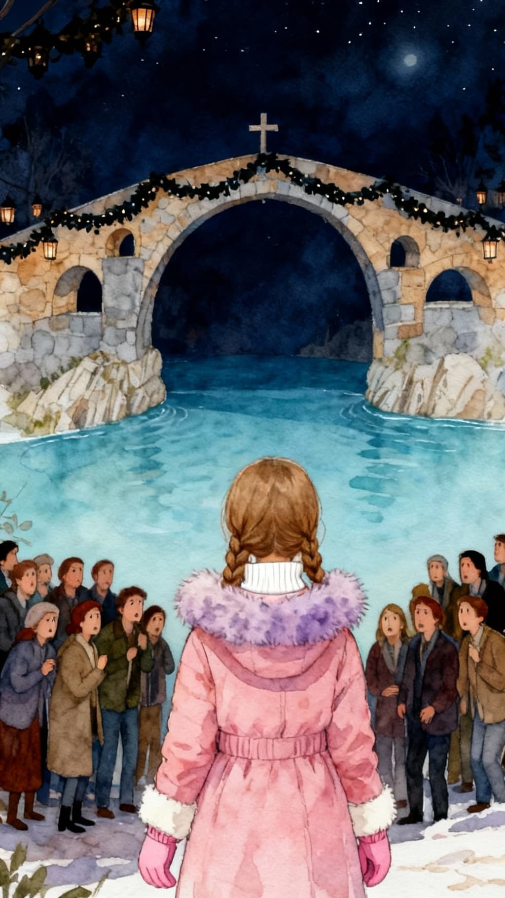 Ilustración de la escena 3: Encendido de luces de Navidad en Cangas de Onís