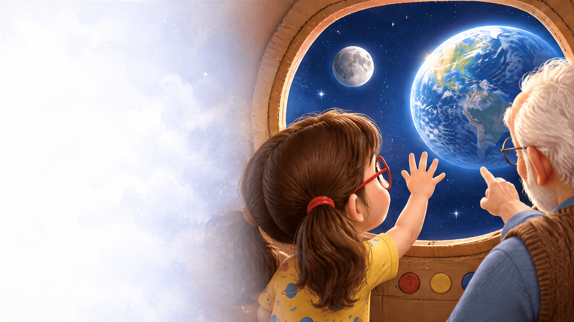 Illustration de la scène 3: Carla et la fusée en carton