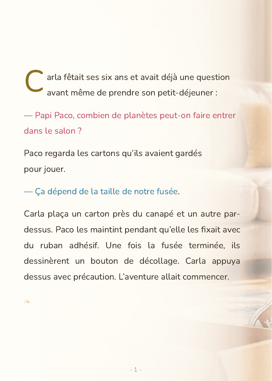 Double page intérieure de « Carla et la fusée en carton »