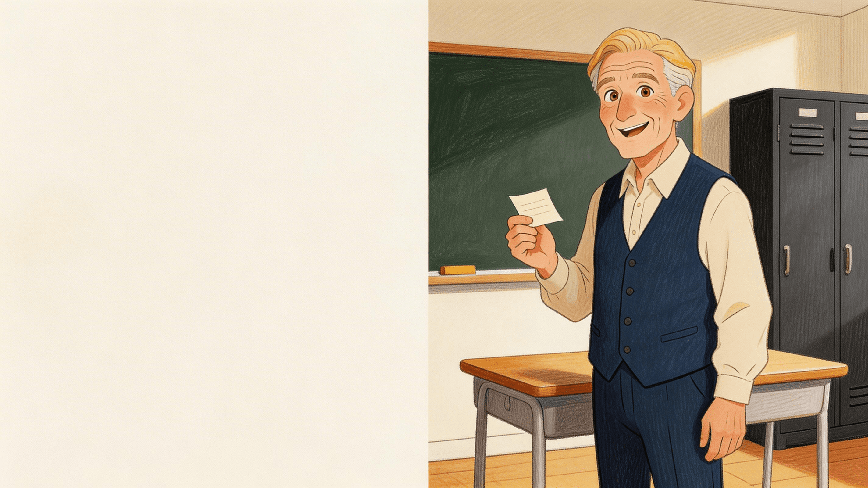 Ilustración de la escena 1: El profe Julio se jubila: un cuento de homenaje
