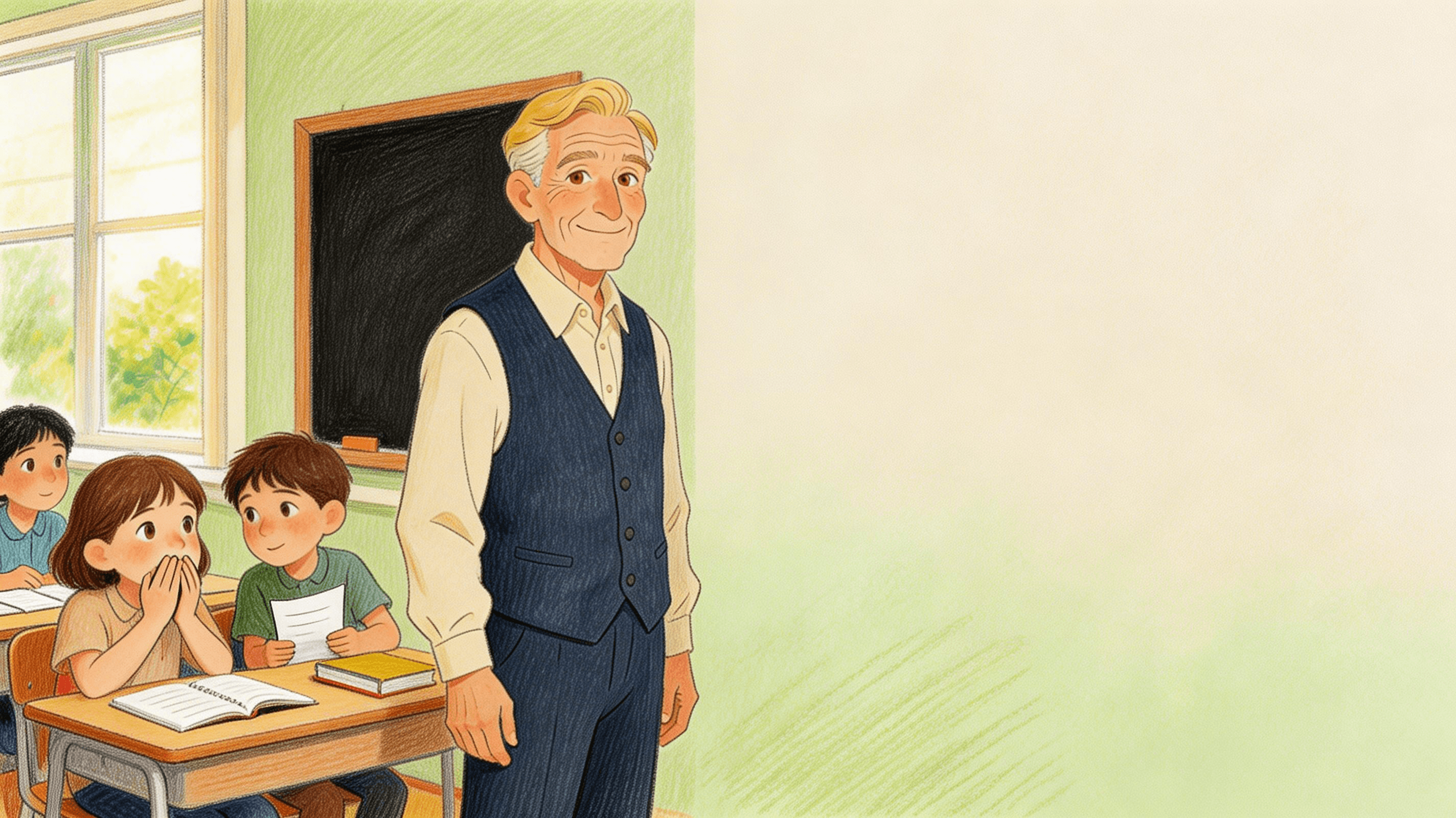 Ilustración de la escena 2: El profe Julio se jubila: un cuento de homenaje