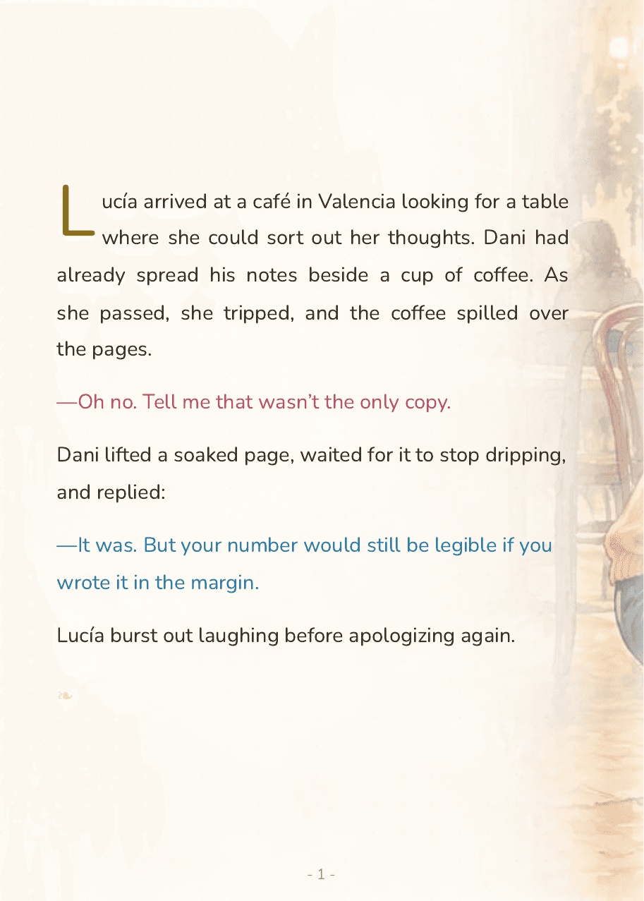 Inside double page of "Ten Years and a Spilled Coffee"