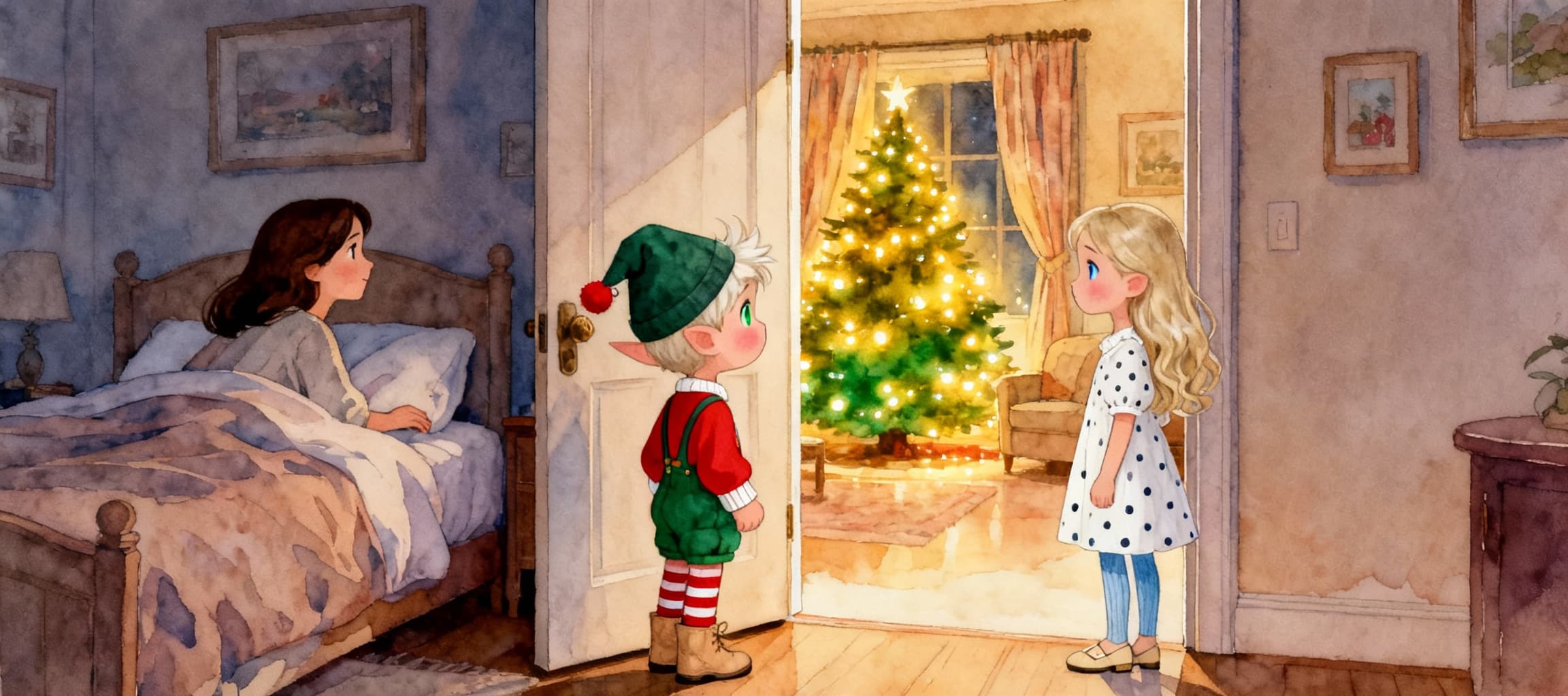 Ilustración de la escena 13: El secreto de Sofía y el elfo de Navidad