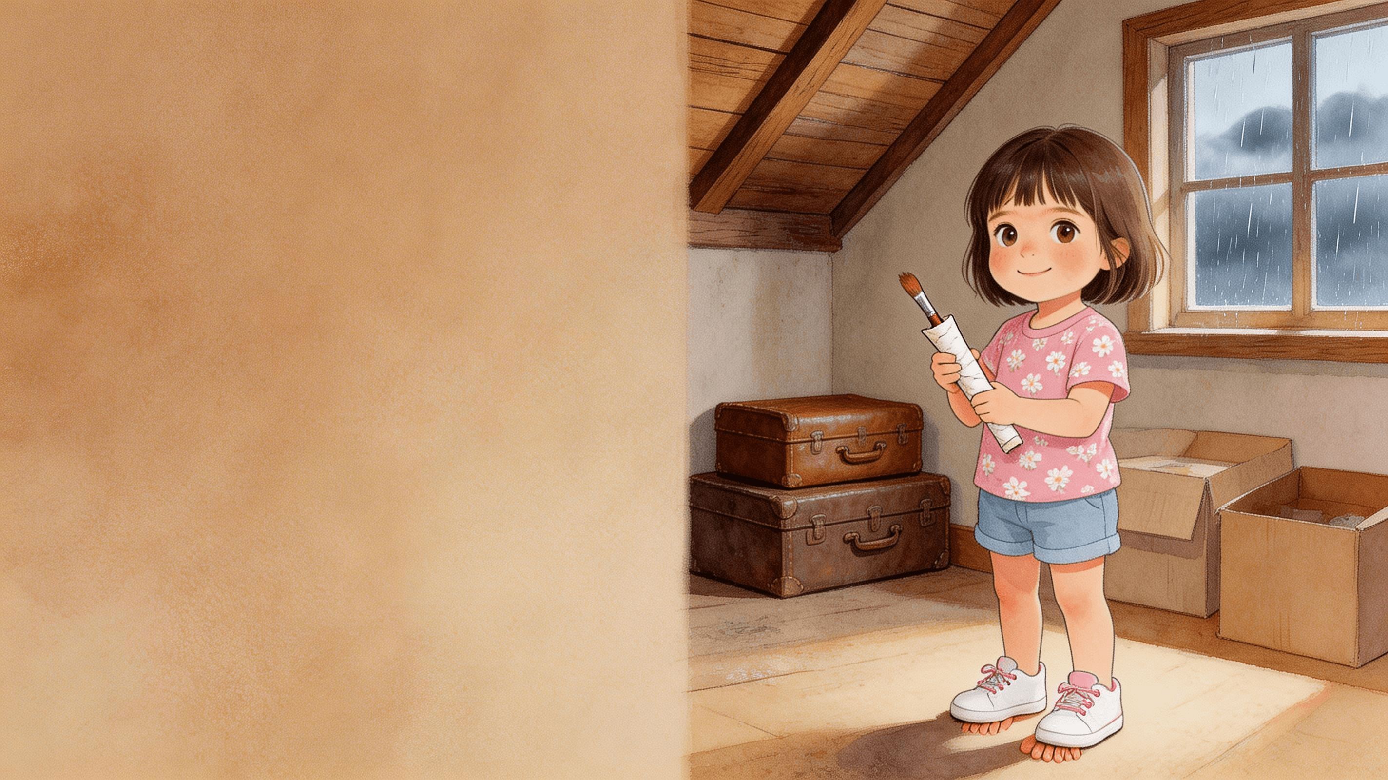Ilustración de la escena 1: Sofía y el pincel que pintaba sueños