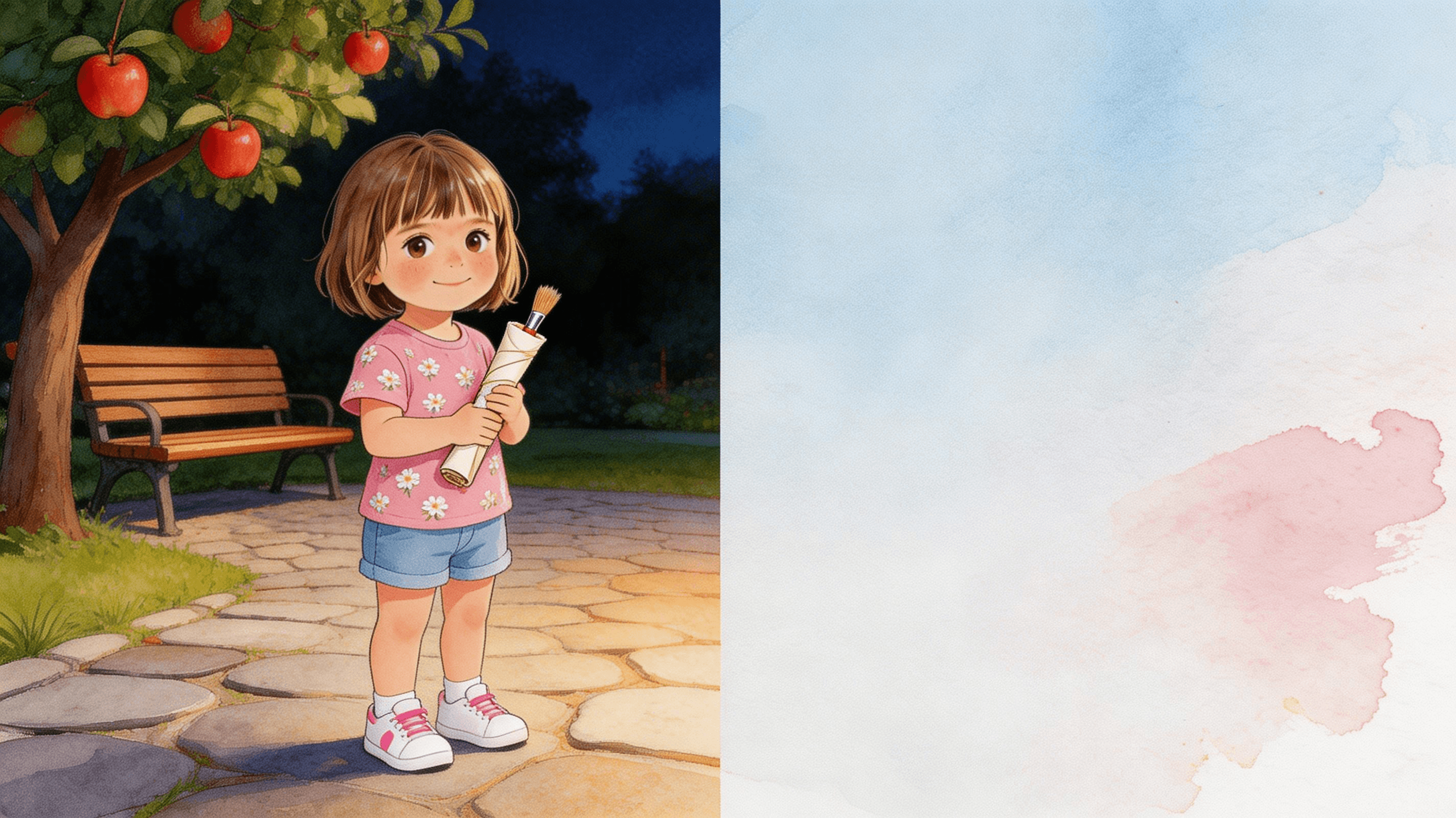 Ilustración de la escena 6: Sofía y el pincel que pintaba sueños