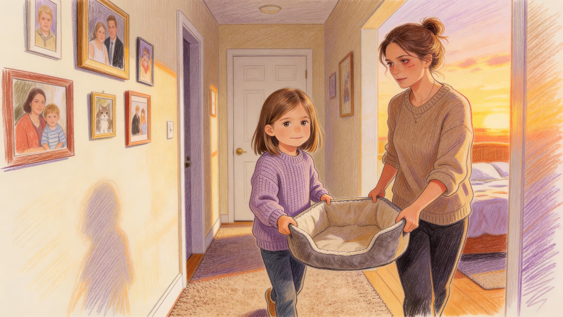 Ilustración de la escena 5: Lara y la cama vacía de Nube