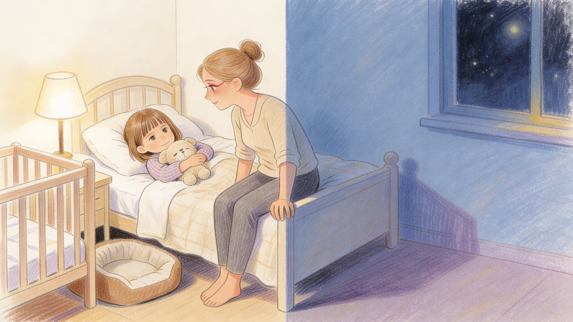 Ilustración de la escena 6: Lara y la cama vacía de Nube