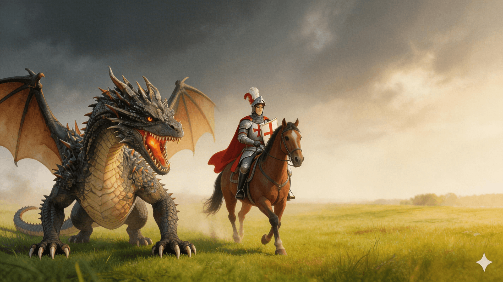 Ilustración de la escena 4: La leyenda de San Jorge: el cuento de Sant Jordi para leer y regalar