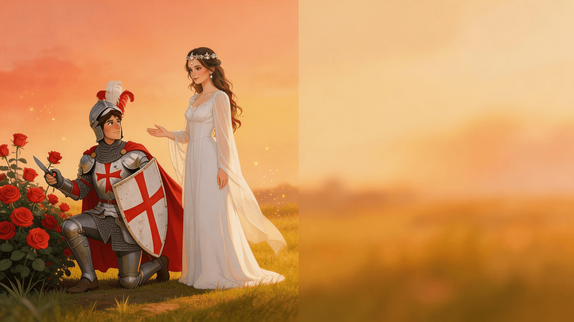 Ilustración de la escena 6: La leyenda de San Jorge: el cuento de Sant Jordi para leer y regalar