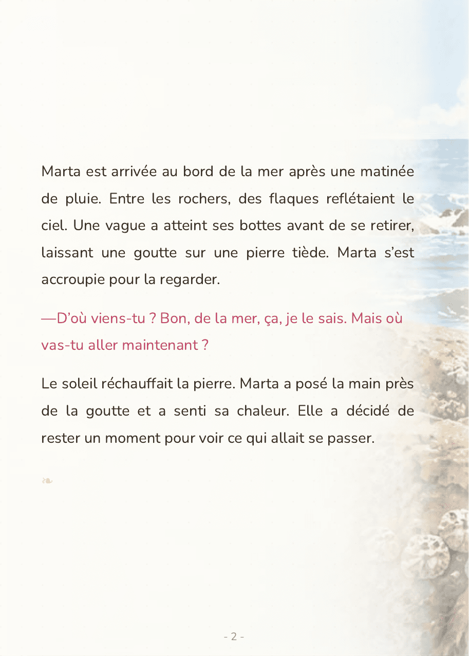 Double page intérieure de « Marta et la goutte qui fit le tour du monde »