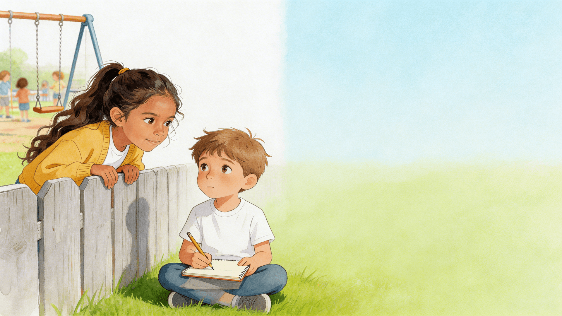 Ilustración de la escena 2: Alba y su amigo que tartamudea