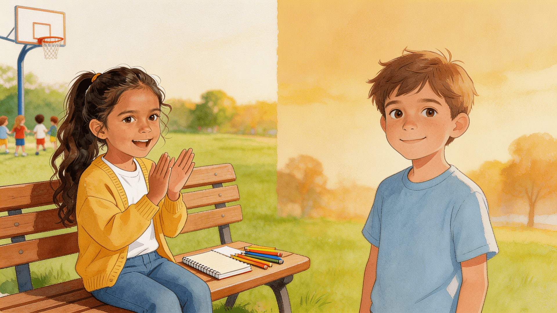 Ilustración de la escena 6: Alba y su amigo que tartamudea