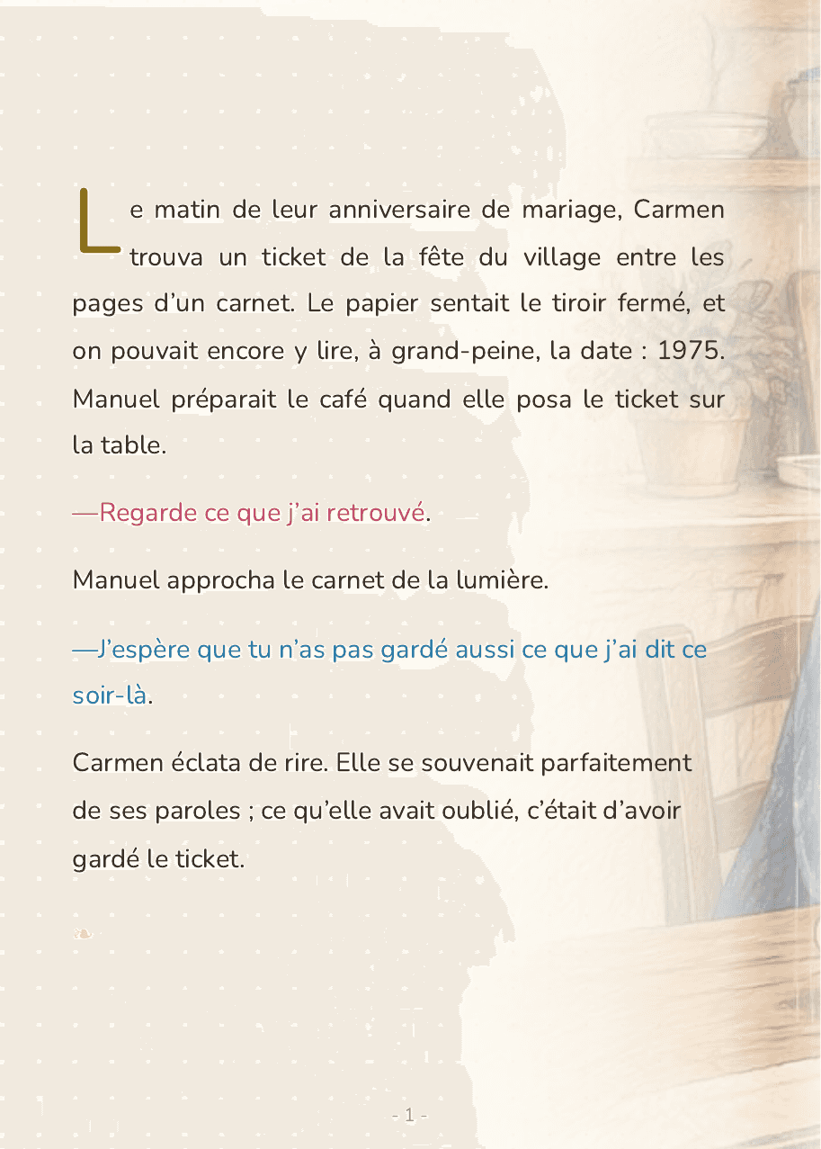 Double page intérieure de « Carmen et Manuel, cinquante ans de fêtes de village »