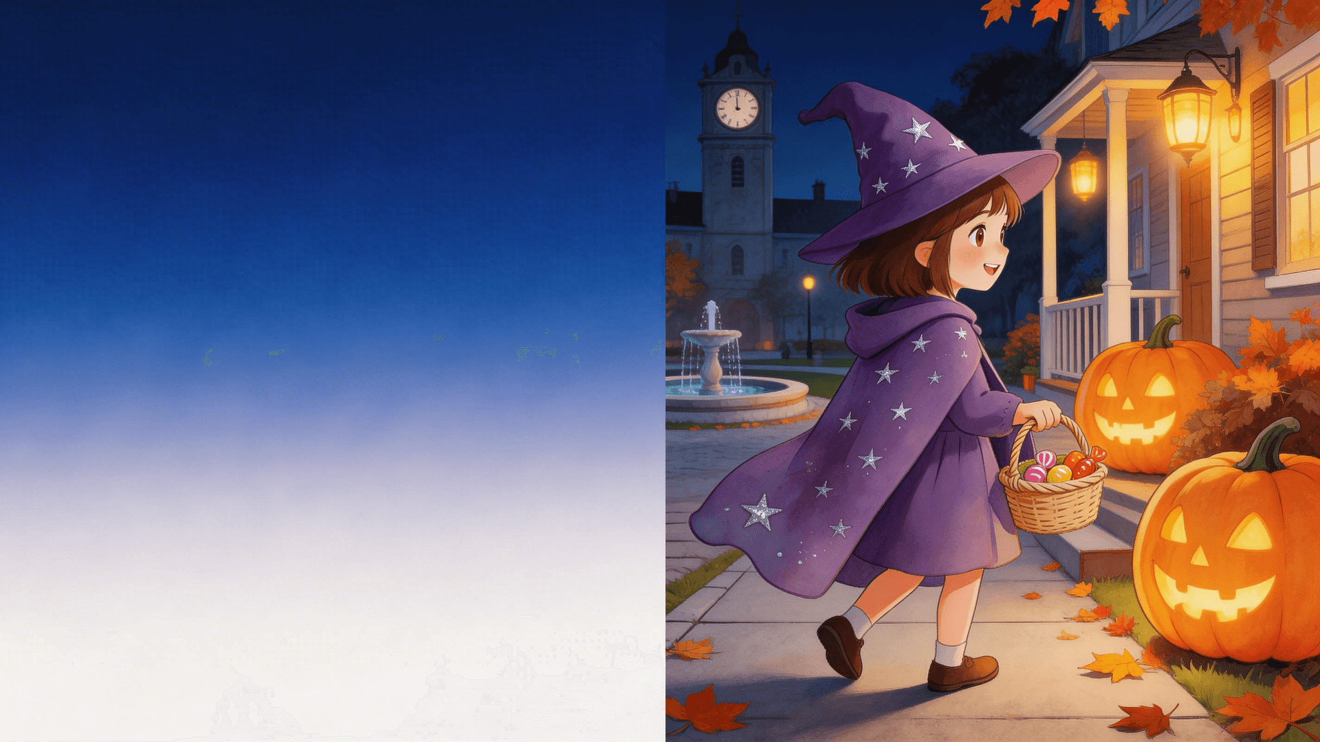 Ilustración de la escena 3: Luna y la noche de las calabazas encantadas