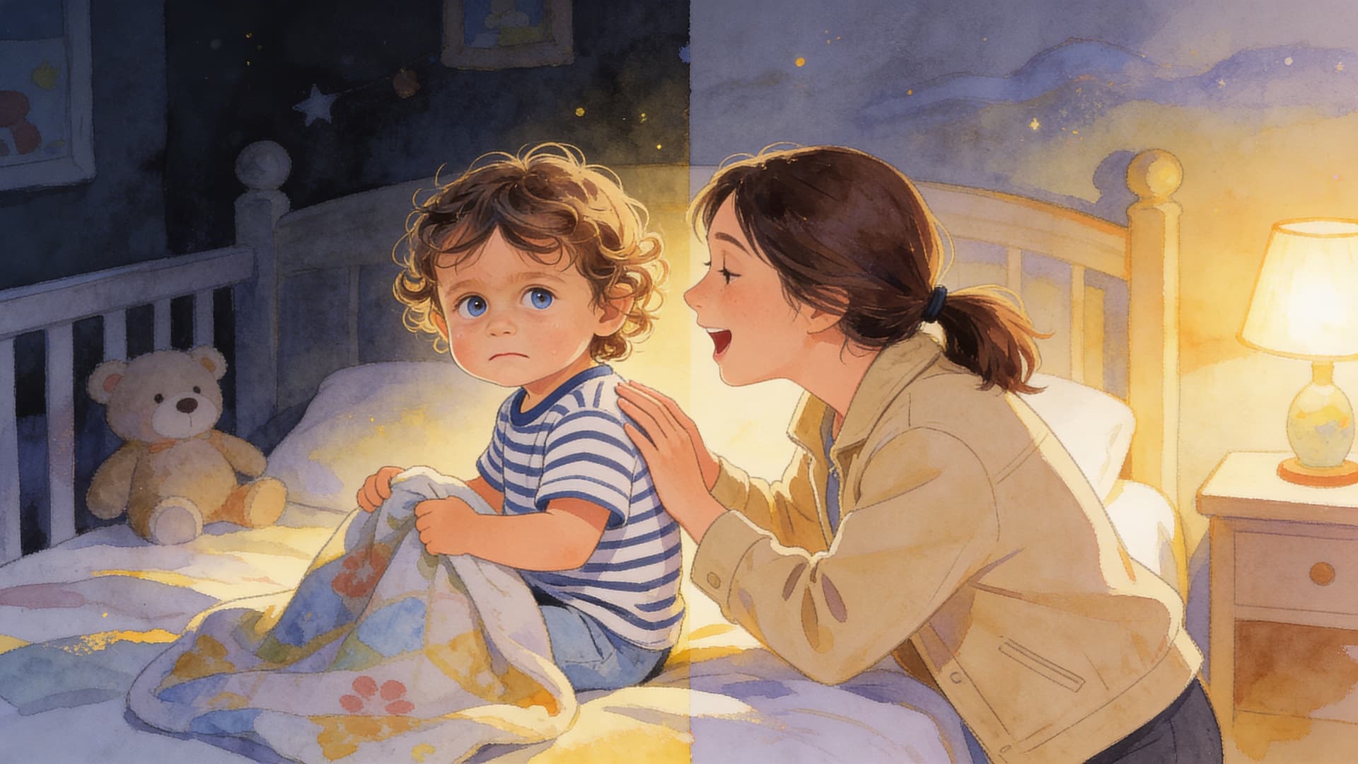 Ilustración de la escena 6: Hugo dice adiós a su chupete