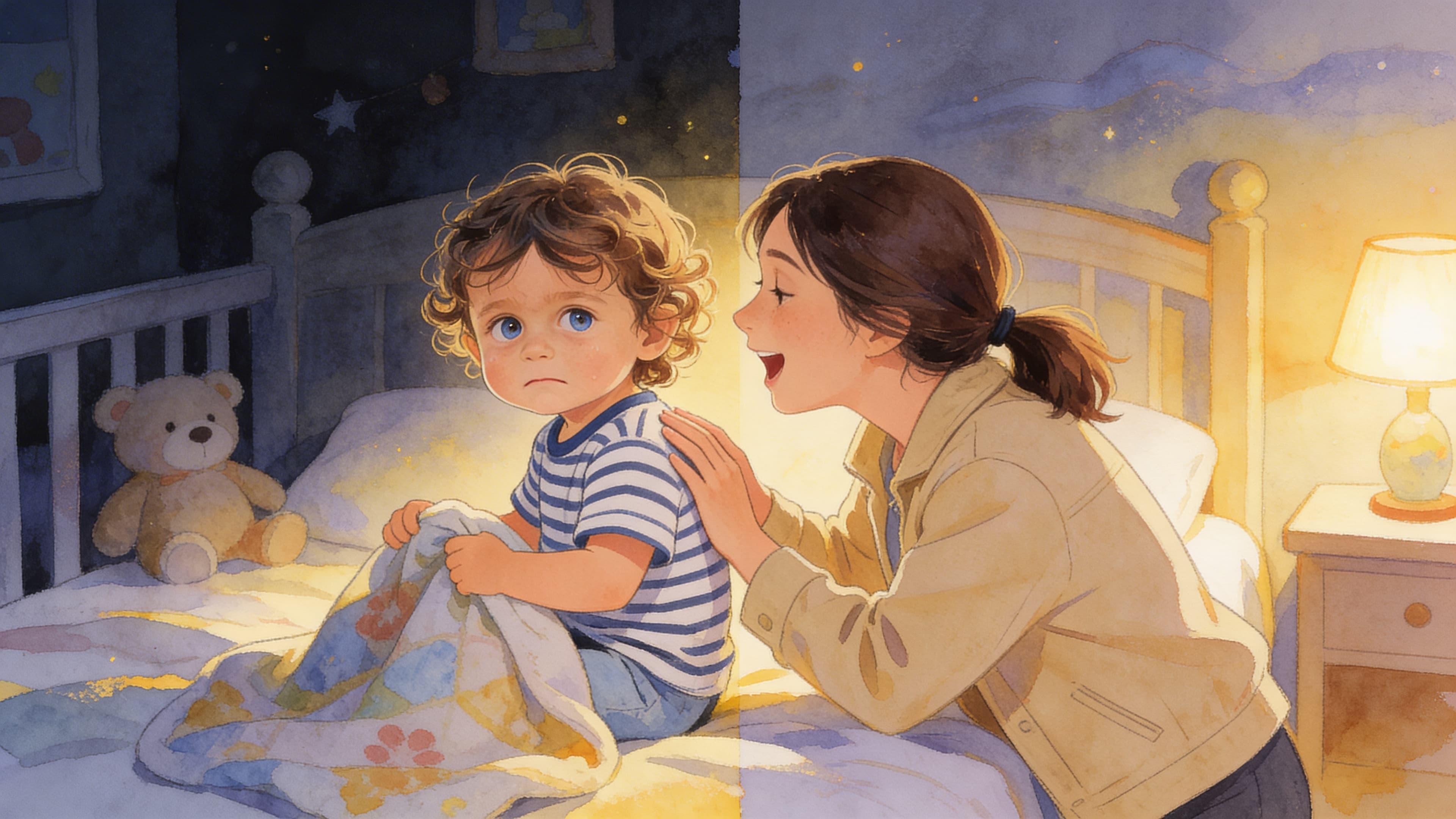 Ilustración de la escena 6: Hugo dice adiós a su chupete