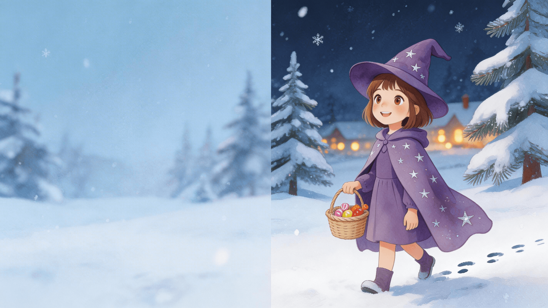 Ilustración de la escena 1: Luna y la estrella de Navidad