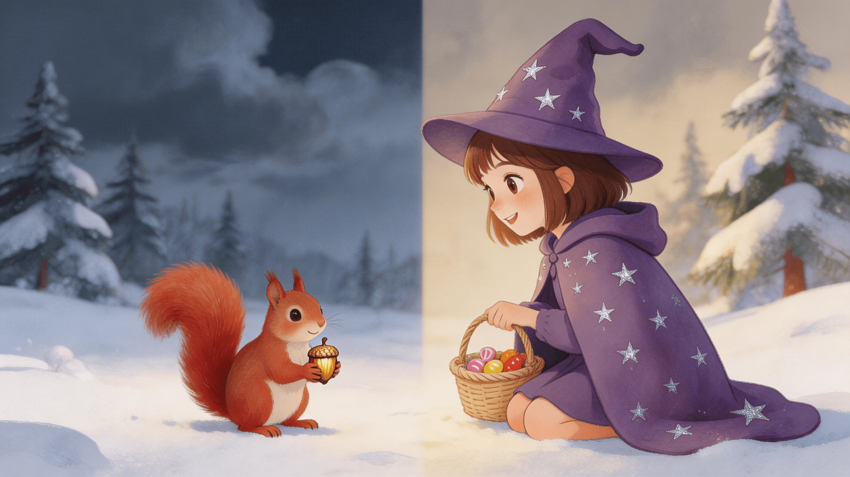 Ilustración de la escena 3: Luna y la estrella de Navidad