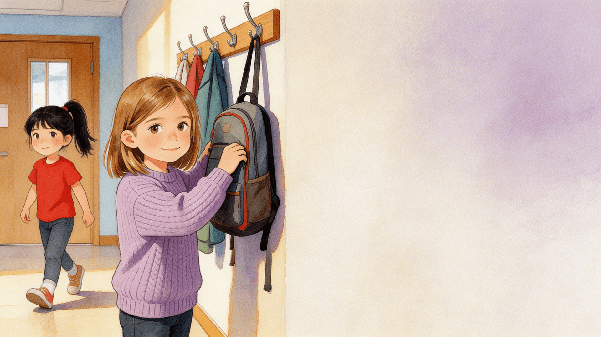 Ilustración de la escena 6: Lara no quiere ir al cole