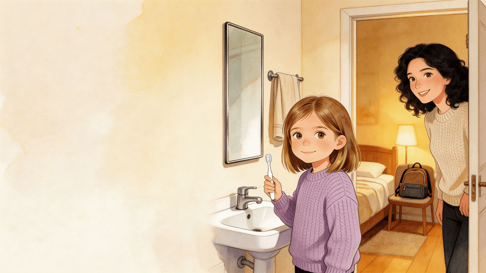 Ilustración de la escena 7: Lara no quiere ir al cole