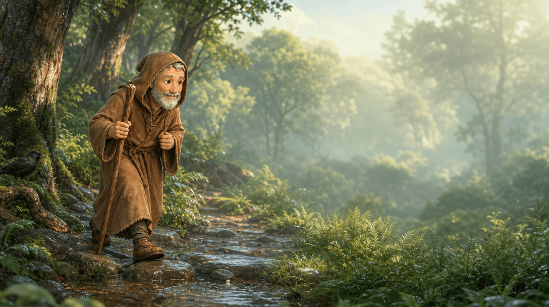 Ilustración de la escena 4: La leyenda del Camino de Santiago: Pelayo y las luces del bosque
