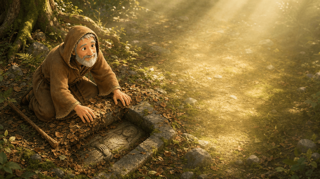 Ilustración de la escena 6: La leyenda del Camino de Santiago: Pelayo y las luces del bosque