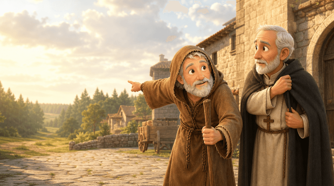 Ilustración de la escena 7: La leyenda del Camino de Santiago: Pelayo y las luces del bosque