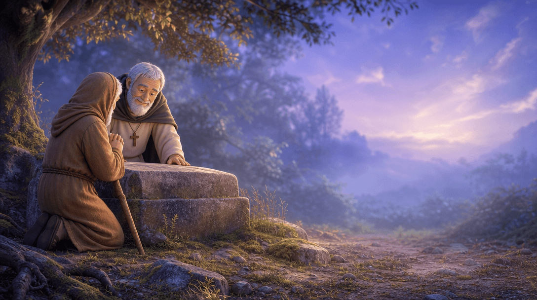Ilustración de la escena 8: La leyenda del Camino de Santiago: Pelayo y las luces del bosque