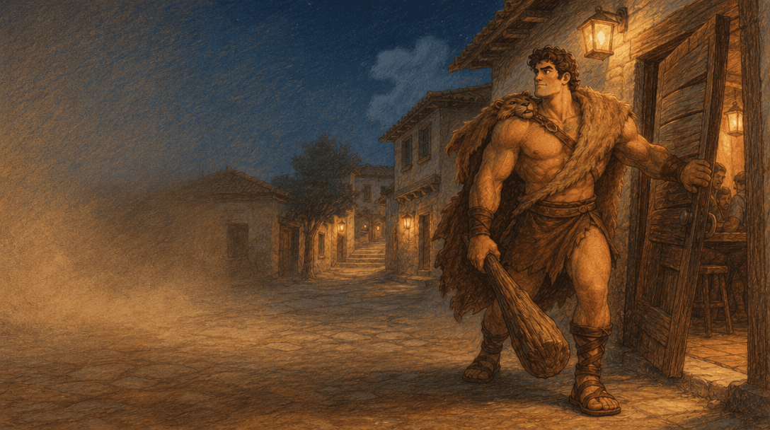 Ilustración de la escena 1: La taberna de Hércules